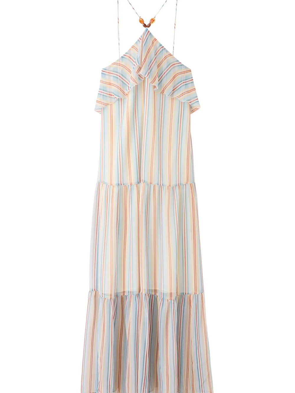 Mango Pastel Multistripe Halter Maxi Dress